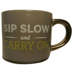 Sip Slow and Carry On Coffee Mug Cup Metallic Handle Threshold Stoneware